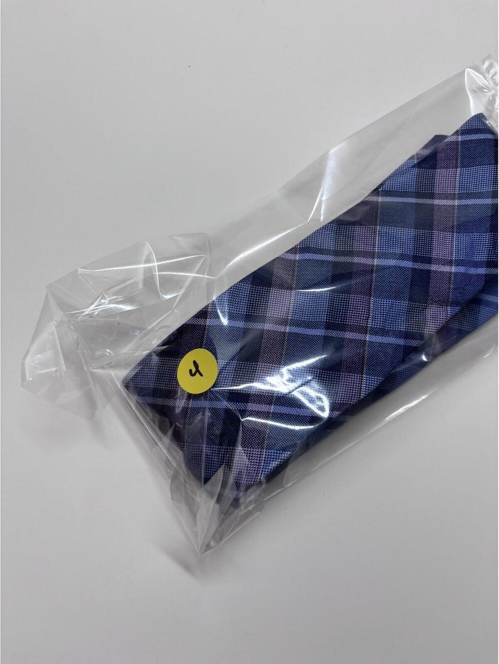 100%‎ Silk Pronto Uomo Tie Purple & Blue Plaid - Picture 4 of 4